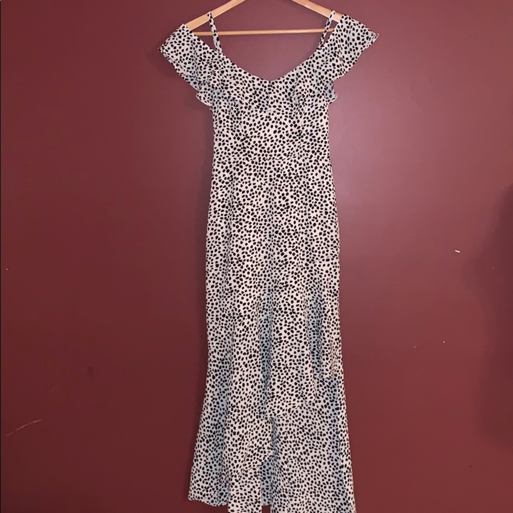 BCX Tier Ruffle Asymmetrical Hem Print Dress XS